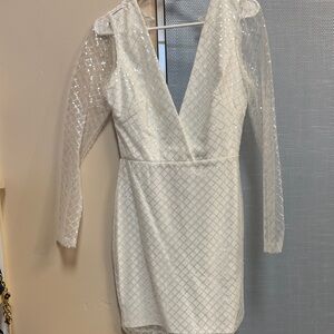 Elegant White Sequin Dress